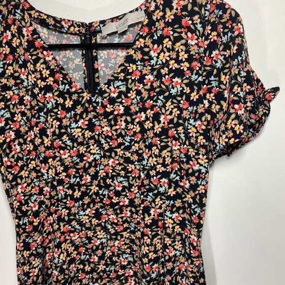 Loft Tie Sleeve Multicolored Floral Dress - Picture 3 of 7